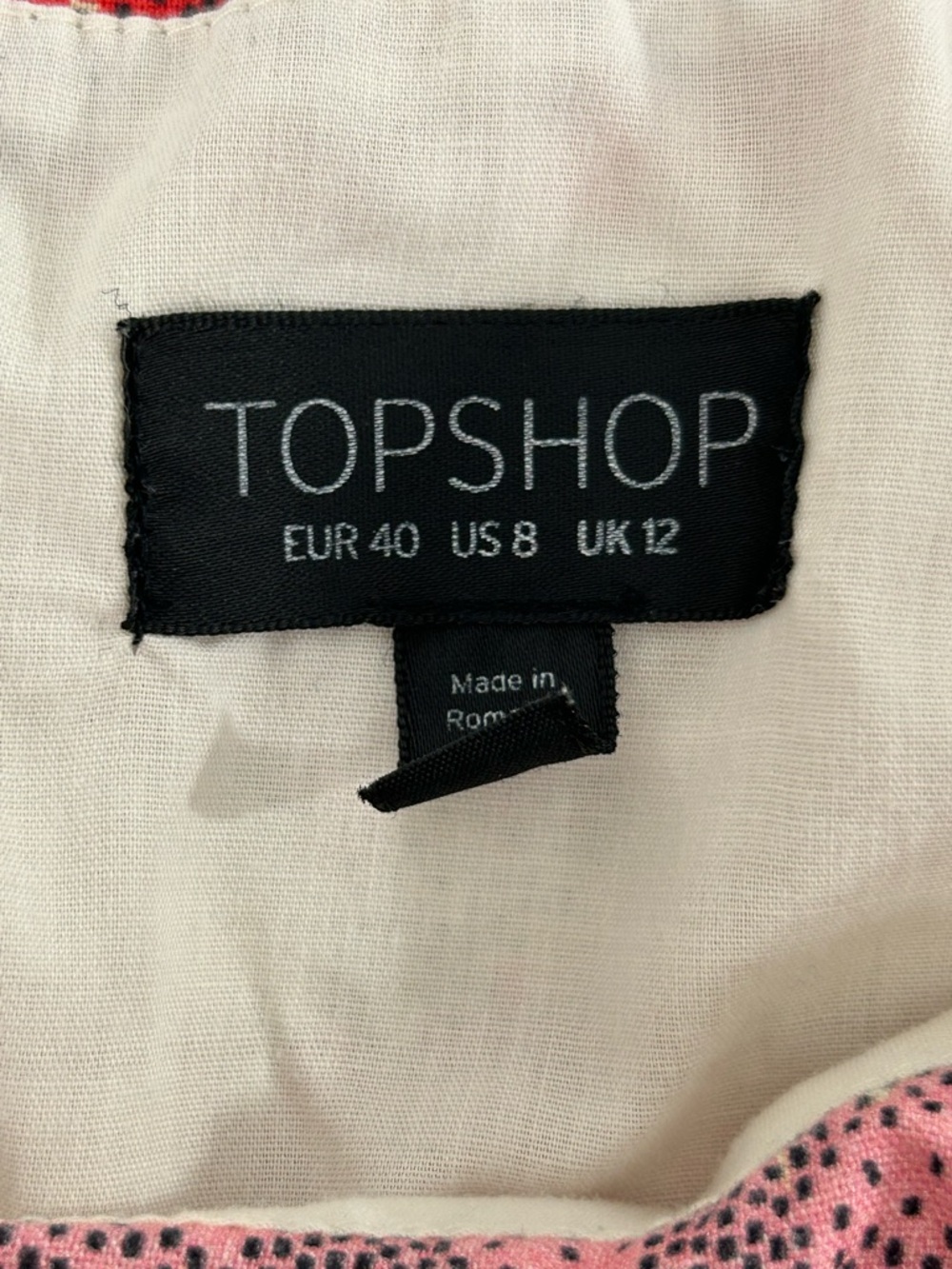 Topshop Red and Pink Linen Blend Striped Mini Dress Size 8 - Picture 8 of 9
